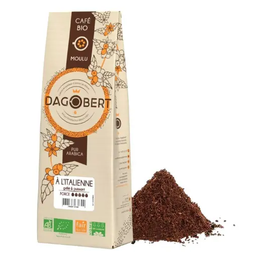 Les Cafés Dagobert - Cafés mélange A L'ITALIENNE bio et équitable Grains 500g